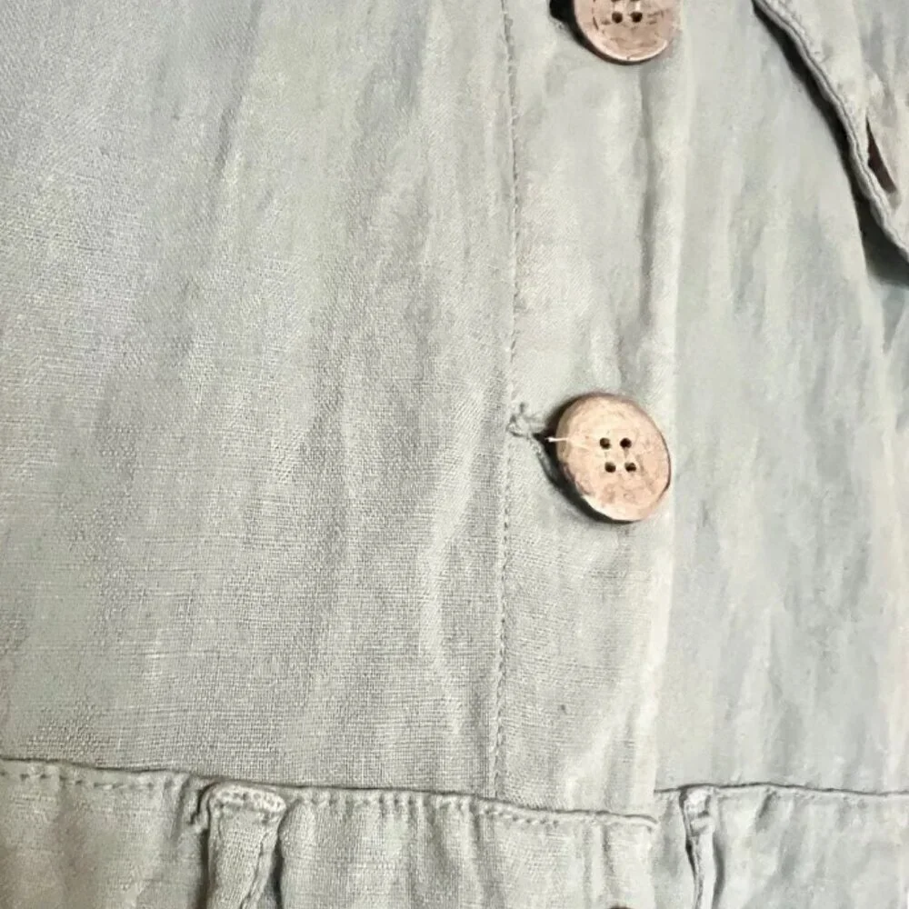 ZARA Green Khaki Linen Blend Short Sleeve Jumpsuit SIZE S 8200/708/506